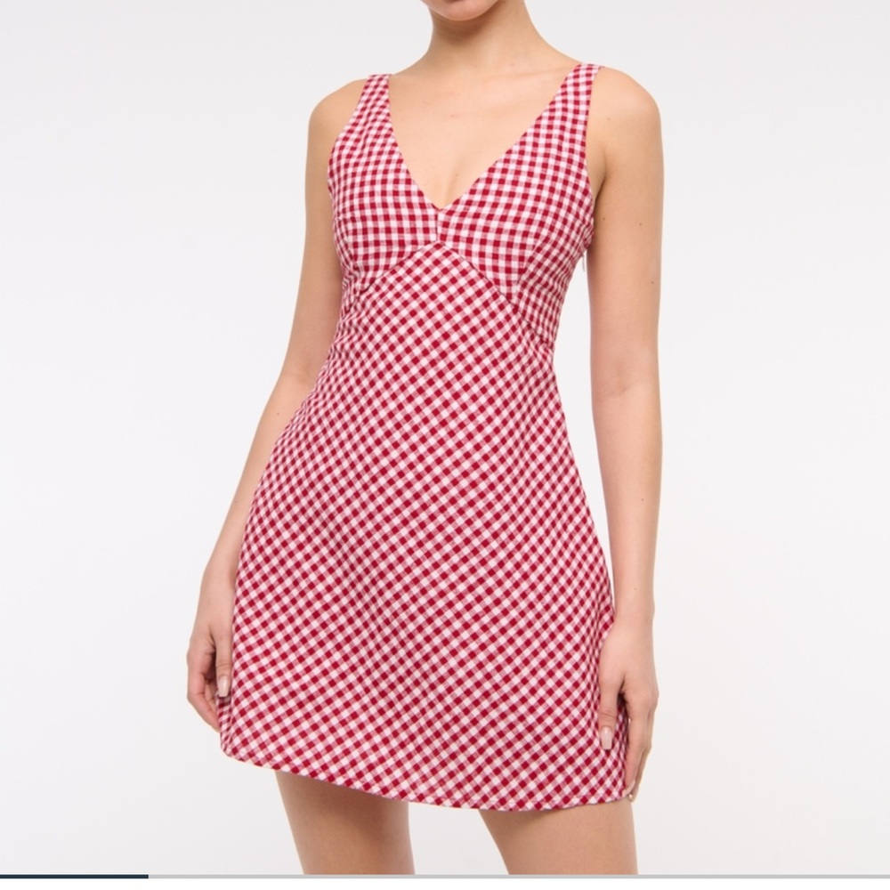 Abercrombie & Fitch V-Neck Linen-Blend Mini Dress